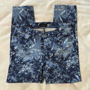 Talbots Petite Slim Ankle Navy and Light Blue Floral Jeans PRICE DROP!!